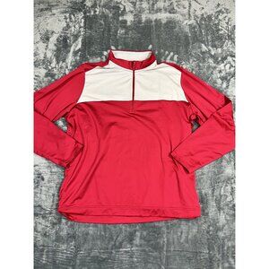 Adidas ClimaWarm Golf Pullover XL Red/White Long Sleeve 1/4 Zip Moisture-Wicking
